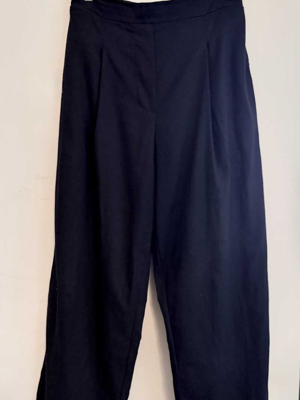 Classic High-Waist Wide-Leg Pants - navy